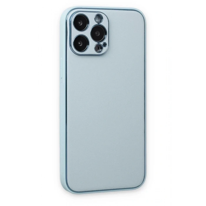 Apple iPhone 14 Pro Kılıf Coco Deri Silikon Kapak - Sky Blue