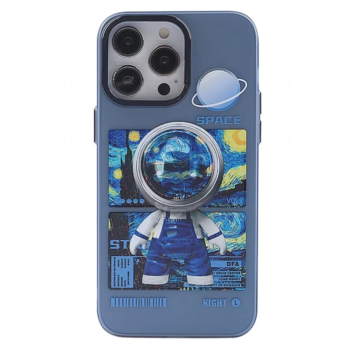 Apple iPhone 14 Pro Kılıf Desenli Kapak - Mavi - 1