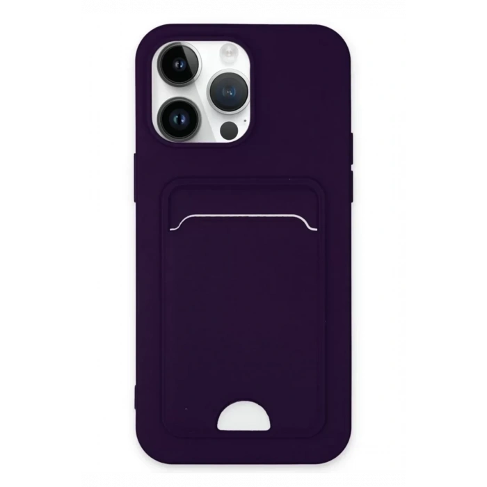Apple iPhone 14 Pro Kılıf Kelvin Kartvizitli Silikon - Derin Mor