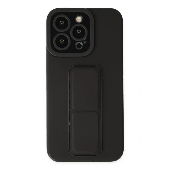 Apple iPhone 14 Pro Kılıf Mega Standlı Silikon - Siyah