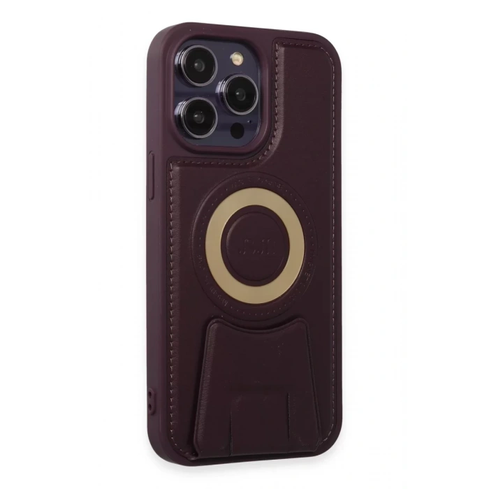 Apple iPhone 14 Pro Kılıf Merkür Magneticsafe Standlı Kapak - Derin Mor