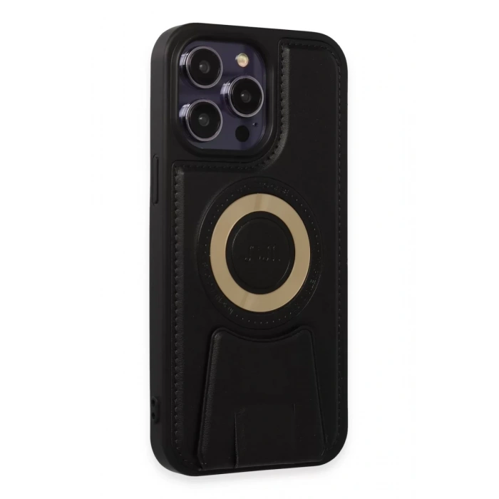 Apple iPhone 14 Pro Kılıf Merkür Magneticsafe Standlı Kapak - Siyah