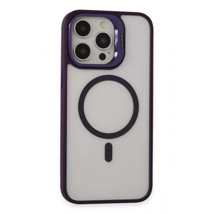 Apple iPhone 14 Pro Kılıf Roblox Lens Magsafe Standlı Kapak - Derin Mor