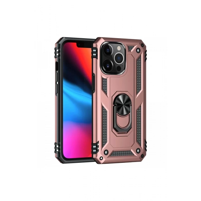 Apple iPhone 14 Pro Kılıf Sofya Yüzüklü Silikon Kapak - Rose