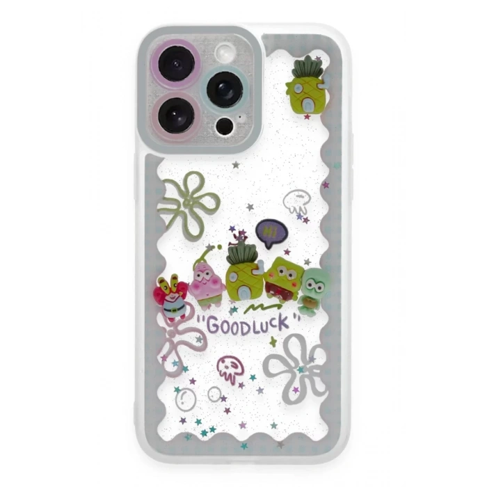 Apple iPhone 14 Pro Kılıf Sweet Desenli Silikon Kapak - Açık Mavi