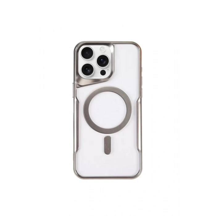 Apple iPhone 14 Pro Max Kılıf Boyi Magsafe Silikon Kapak - Gümüş