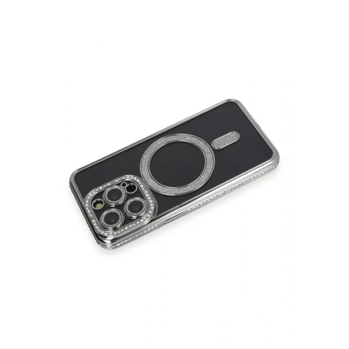 Apple iPhone 14 Pro Max Kılıf Joke Simli Magneticsafe Kılıf - Gri