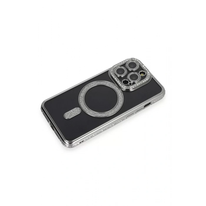 Apple iPhone 14 Pro Max Kılıf Joke Simli Magneticsafe Kılıf - Gri