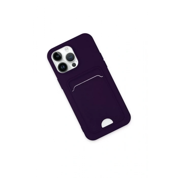 Apple iPhone 14 Pro Max Kılıf Kelvin Kartvizitli Silikon - Derin Mor