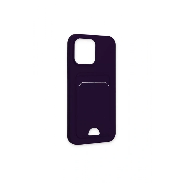 Apple iPhone 14 Pro Max Kılıf Kelvin Kartvizitli Silikon - Derin Mor