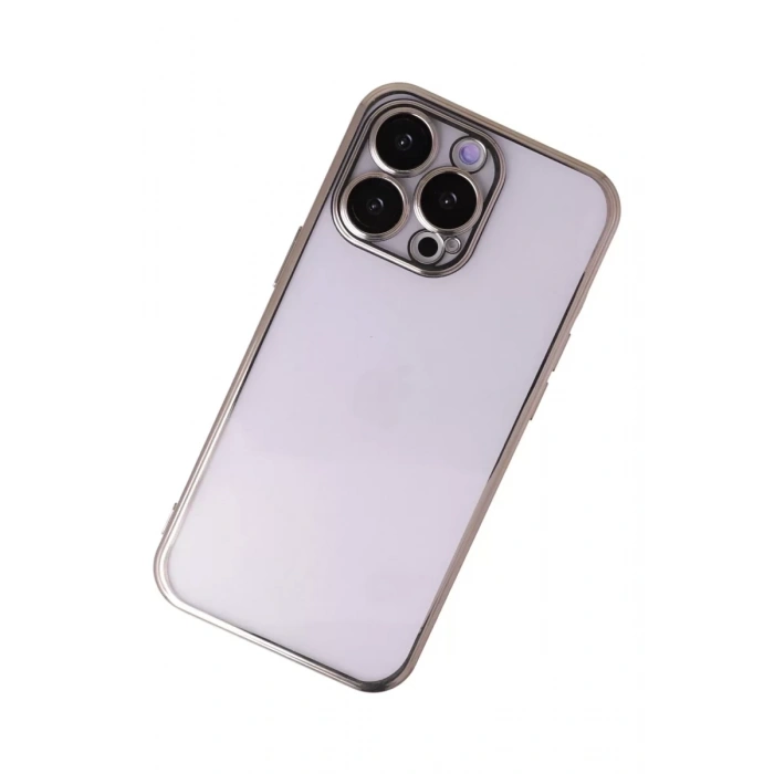 Apple iPhone 14 Pro Max Kılıf Lensli Silikon - Gold