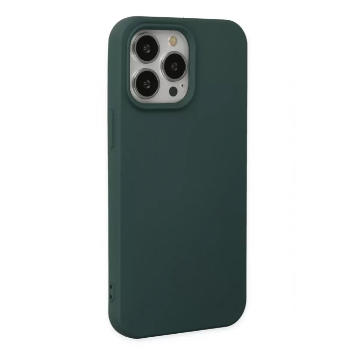 Apple iPhone 14 Pro Max Kılıf Nano içi Kadife Silikon - Koyu Yeşil