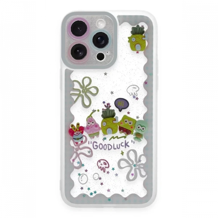 Apple iPhone 14 Pro Max Kılıf Sweet Desenli Silikon Kapak - Açık Mavi