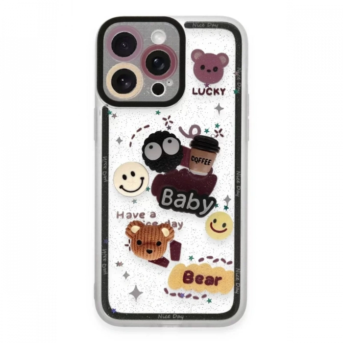 Apple iPhone 14 Pro Max Kılıf Sweet Desenli Silikon Kapak - Sarı
