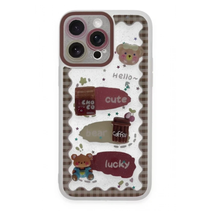 Apple iPhone 14 Pro Max Kılıf Sweet Desenli Silikon Kapak - Şeffaf