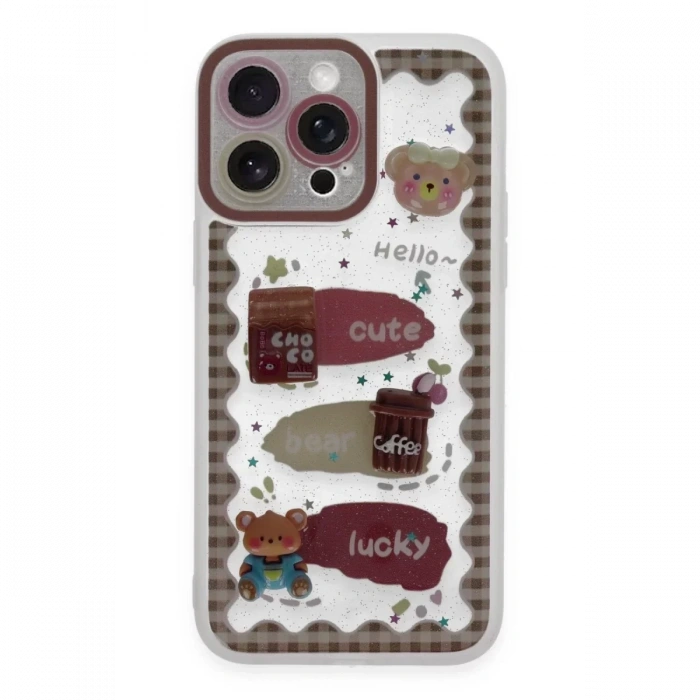 Apple iPhone 14 Pro Max Kılıf Sweet Desenli Silikon Kapak - Şeffaf
