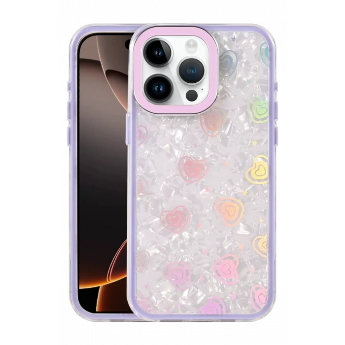 Apple iPhone 14 Pro Max Lumi Desenli Kapak - Mor