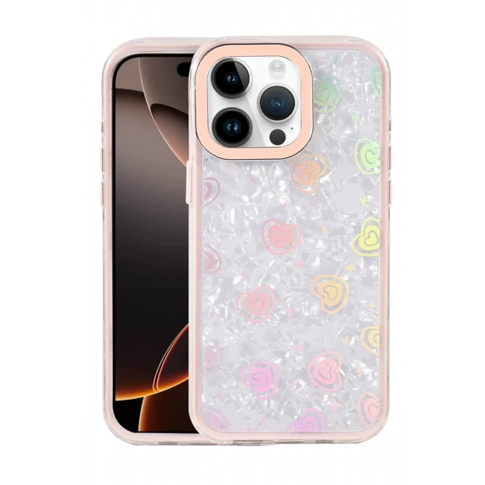 Apple iPhone 14 Pro Max Lumi Desenli Kapak - Pembe