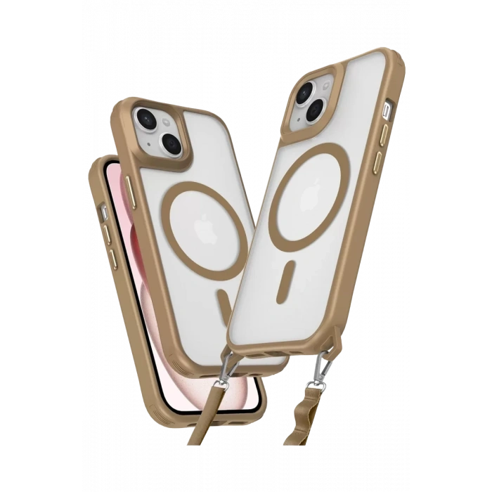Apple iPhone 15 Kılıf Enka Magsafe Silikon Kılıf - Desert