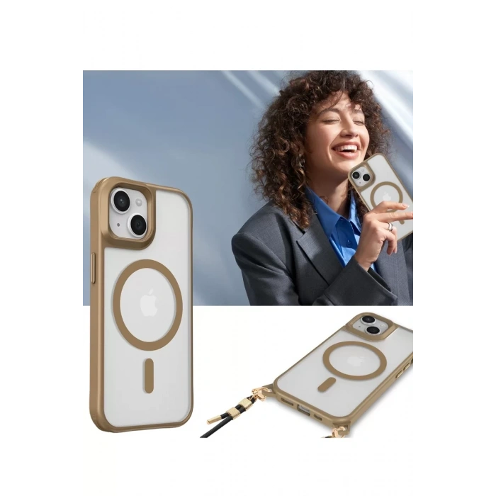 Apple iPhone 15 Kılıf Enka Magsafe Silikon Kılıf - Desert