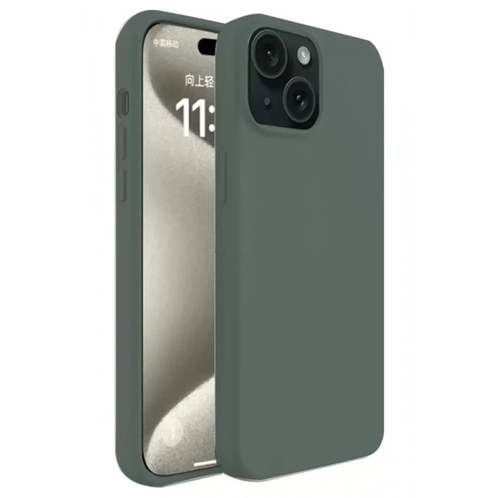 Apple iPhone 15 Kılıf First Silikon - Koyu Yeşil
