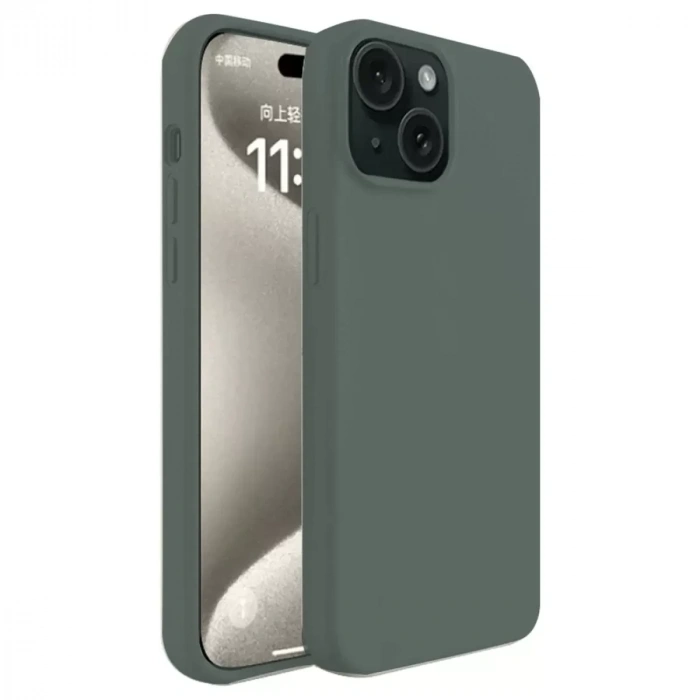 Apple iPhone 15 Kılıf First Silikon - Koyu Yeşil