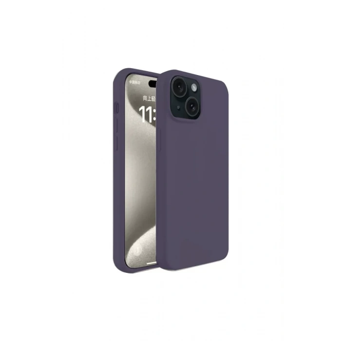 Apple iPhone 15 Kılıf First Silikon - Mürdüm