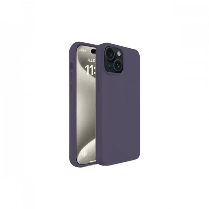 Apple iPhone 15 Kılıf First Silikon - Mürdüm