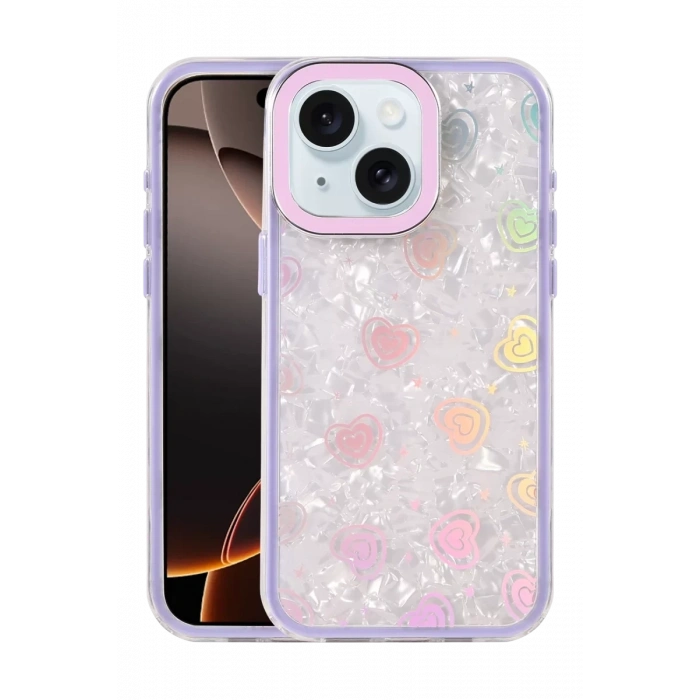 Apple iPhone 15 Lumi Desenli Kapak - Mor