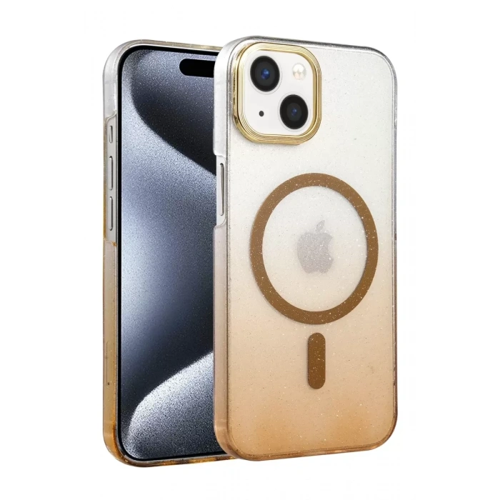 Apple iPhone 15 Plus Glossy Magsafe Kapak - Çöl Titanyum