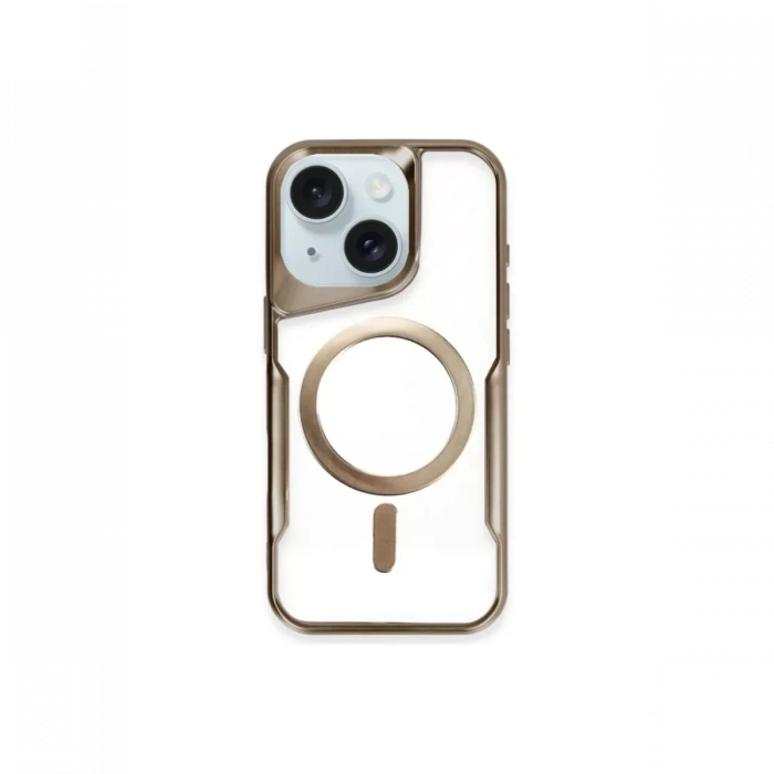 Apple iPhone 15 Plus Kılıf Boyi Magsafe Silikon Kapak - Kahverengi
