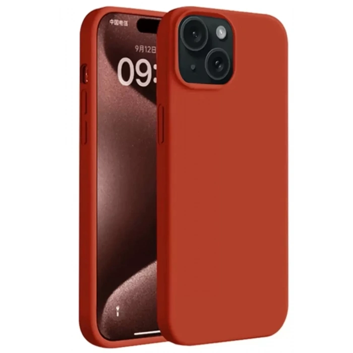 Apple iPhone 15 Plus Kılıf First Silikon - Kırmızı
