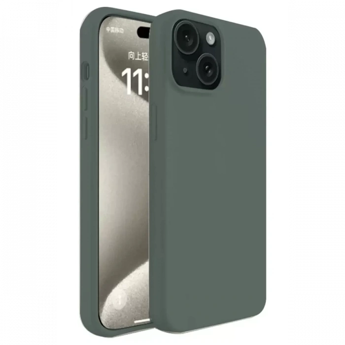 Apple iPhone 15 Plus Kılıf First Silikon - Koyu Yeşil
