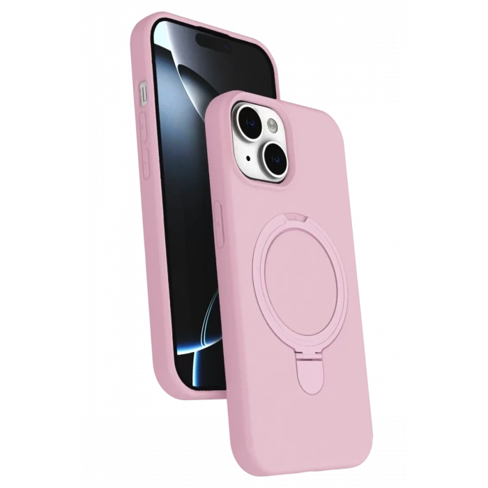 Apple iPhone 15 Plus Regal Magsafe Standlı Kapak - Açık Pembe