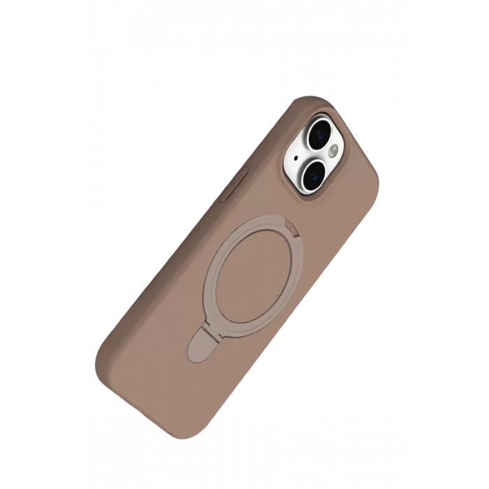 Apple iPhone 15 Plus Regal Magsafe Standlı Kapak - Çöl Titanyum