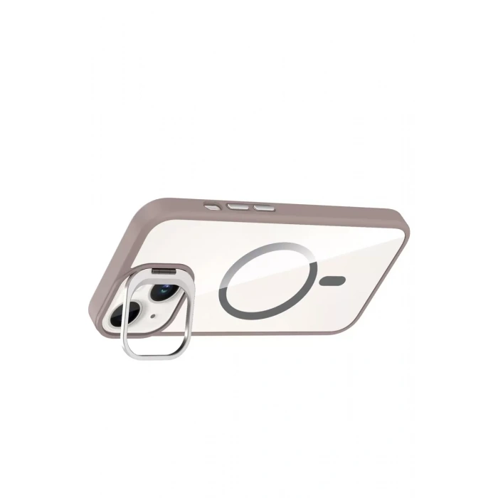 Apple iPhone 15 Plus Remim Lensli Magsafe Standlı Kapak - Titan Gri