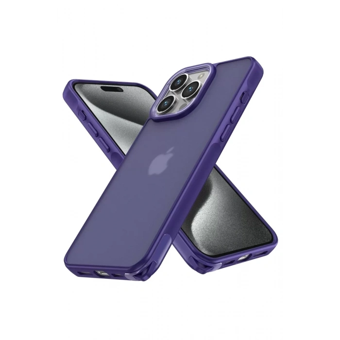 Apple iPhone 15 Pro Kılıf Elegant Kapak - Derin Mor
