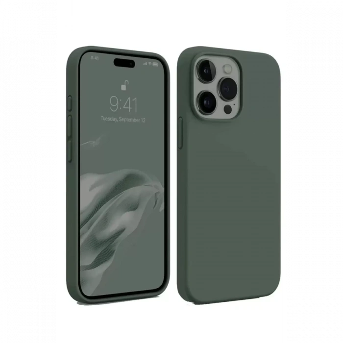 Apple iPhone 15 Pro Kılıf First Silikon - Koyu Yeşil