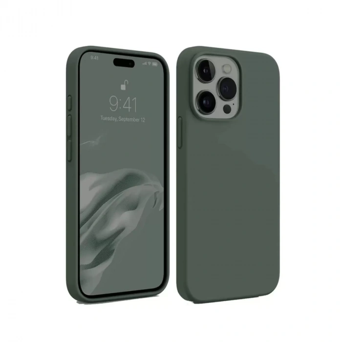 Apple iPhone 15 Pro Kılıf First Silikon - Koyu Yeşil