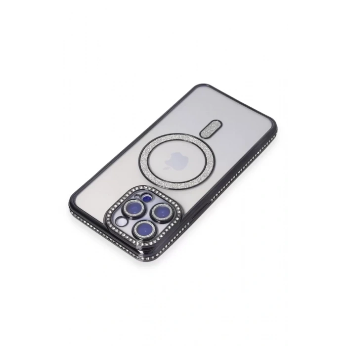 Apple iPhone 15 Pro Kılıf Joke Simli Magneticsafe Kılıf - Siyah