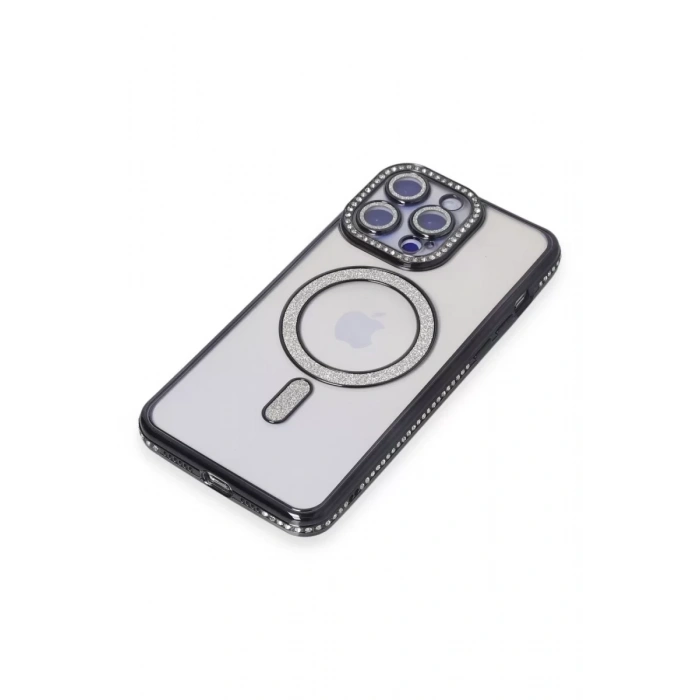 Apple iPhone 15 Pro Kılıf Joke Simli Magneticsafe Kılıf - Siyah