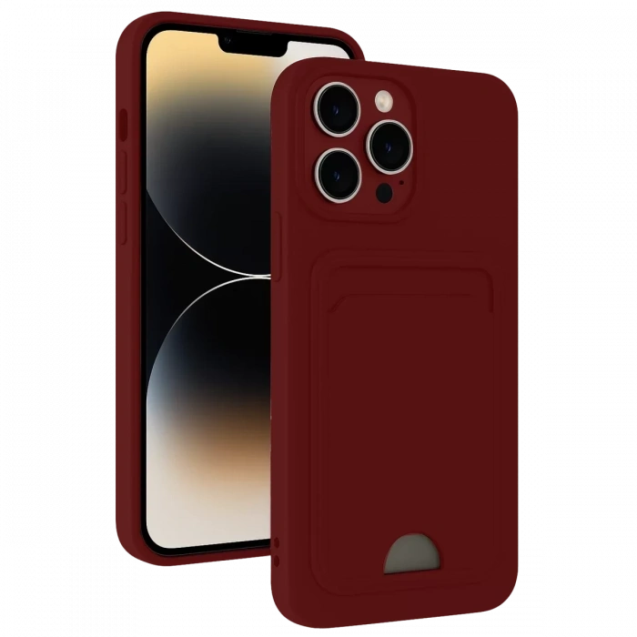 Apple iPhone 15 Pro Kılıf Kelvin Kartvizitli Silikon - Bordo