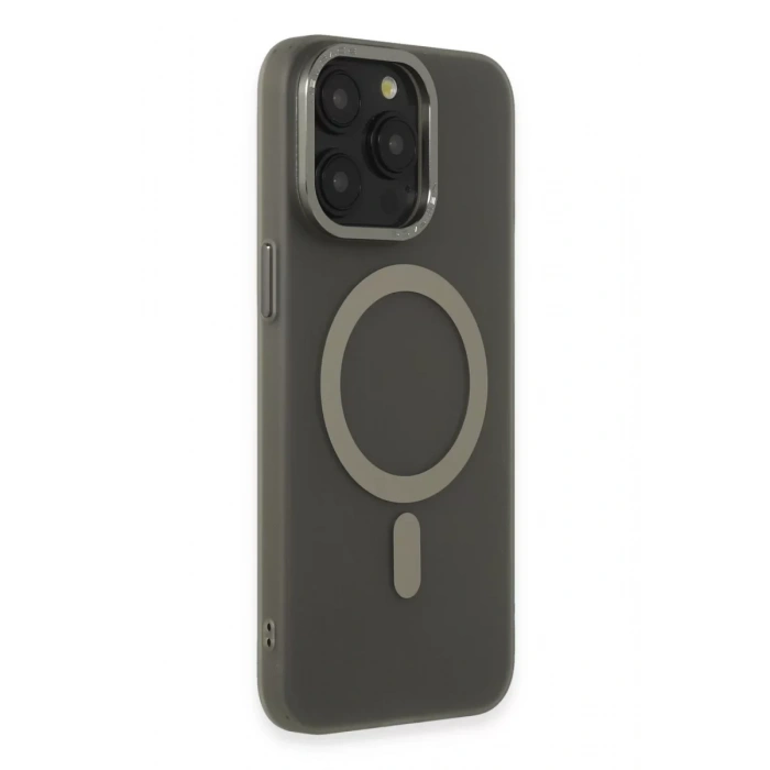 Apple iPhone 15 Pro Kılıf Lodos Magneticsafe Mat Kapak - Titan Gri