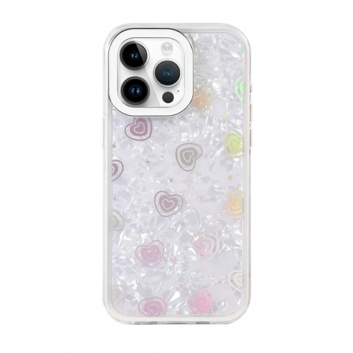Apple iPhone 15 Pro Lumi Desenli Kapak - Beyaz