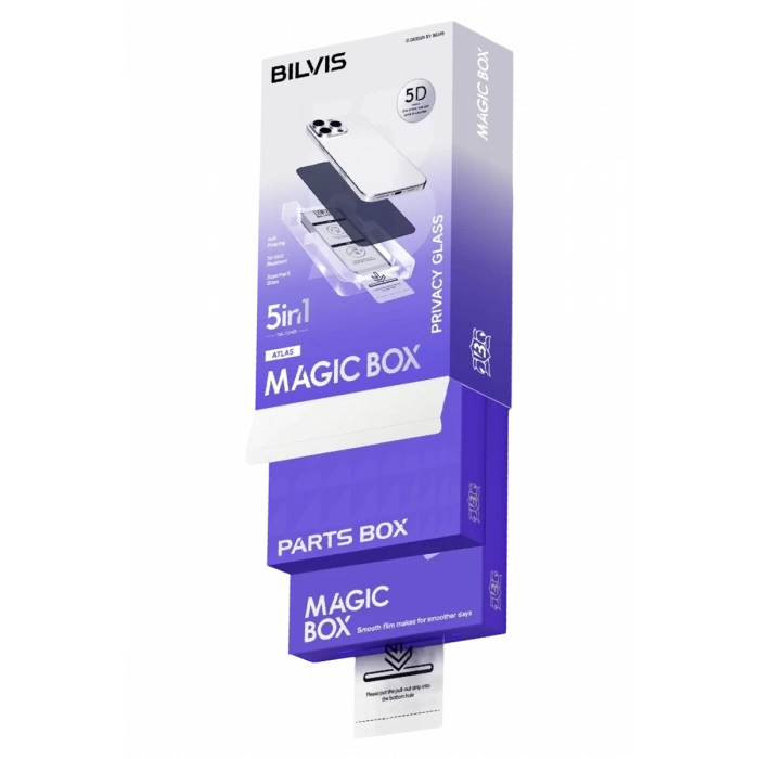 Apple iPhone 15 Pro Max Bilvis 5in1 5D Magic Hayalet Cam Ekran Koruyucu - Siyah