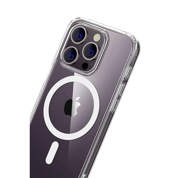 Apple iPhone 15 Pro Max Combo Sert Şeffaf Magsafe Kapak - Şeffaf