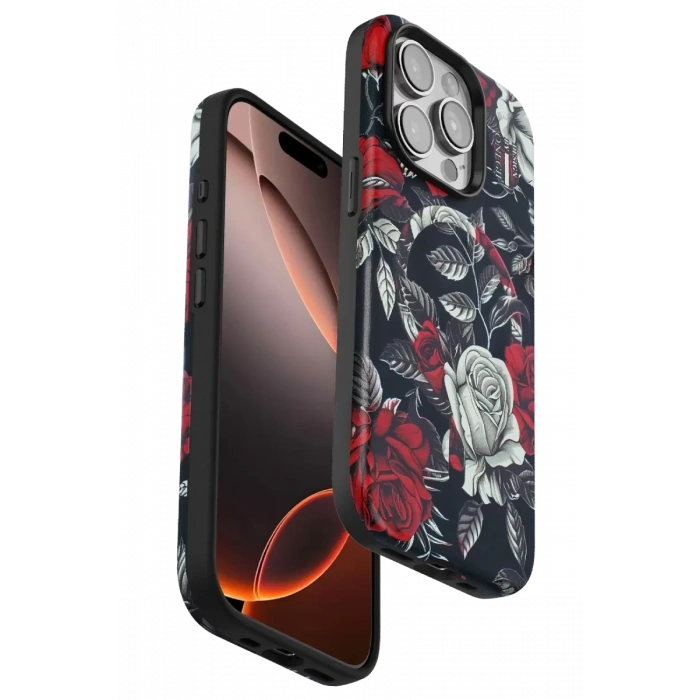 Apple iPhone 15 Pro Max Flower Series Magsafe Kapak - Siyah