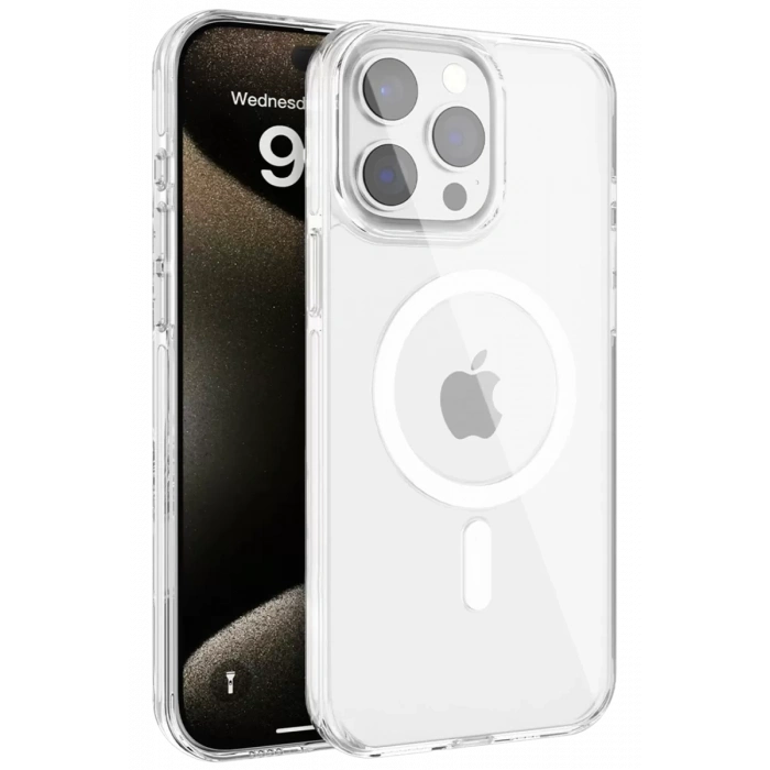Apple iPhone 15 Pro Max Gleam PC Sert Magsafe Kılıf - Şeffaf