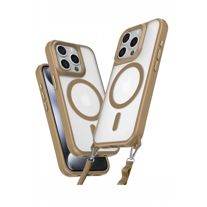 Apple iPhone 15 Pro Max Kılıf Enka Magsafe Silikon Kılıf - Desert