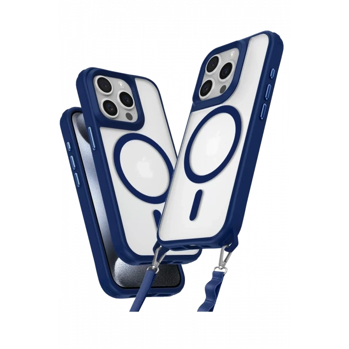 Apple iPhone 15 Pro Max Kılıf Enka Magsafe Silikon Kılıf - Lacivert